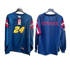 Vintage Authentic Jeff Gordon NASCAR Blue Long Sleeve Jersey Mens size L NWT